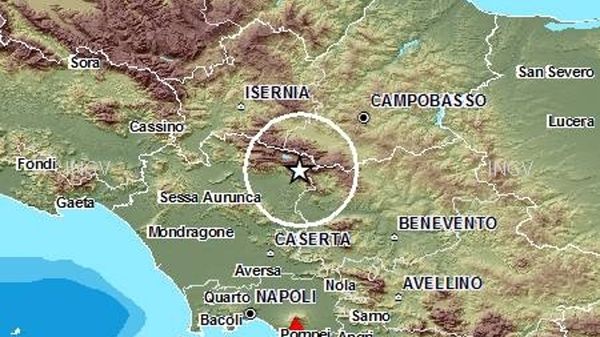 L’area interessata dalla scossa