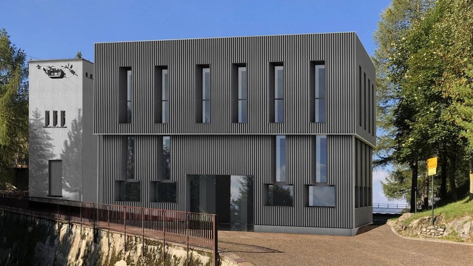 Il rendering del progetto di riqualificazione delle stazioni della funivia dei Piani d’Erna Il rendering del progetto di riqualificazione delle stazioni della funivia dei Piani d’Erna