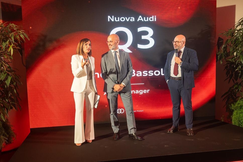 Manuela Boselli con Andrea Bassoli brand manager Audi e Alessandro Tino resp della filiale lecchese