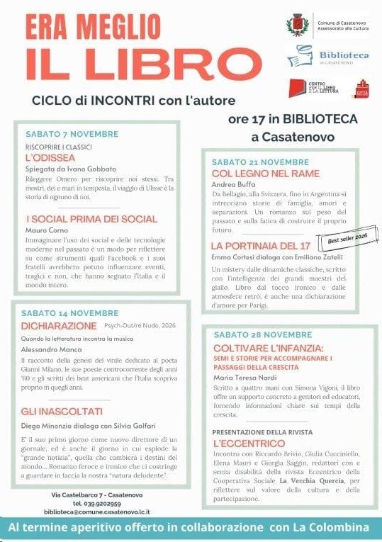 Casatenovo, “Gli inascoltati” fa tappa in biblioteca con “Era meglio il libro”