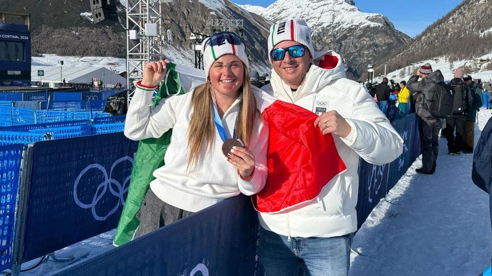 Michela Moioli col sindaco di Livigno Remo Galli