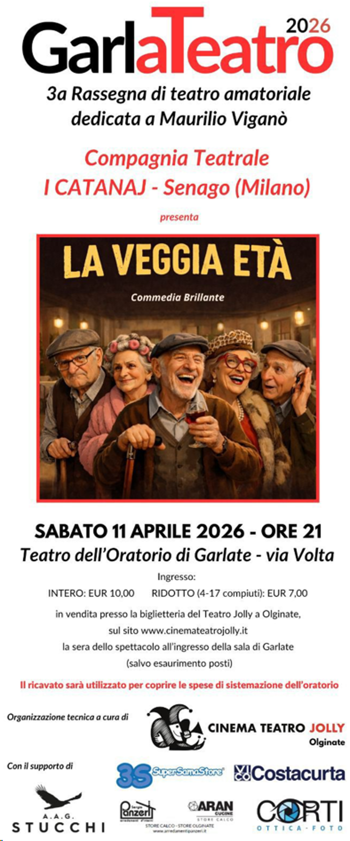 Lo spettacolo “La veggia età” chiude la rassegna amatoriale “Garlateatro”