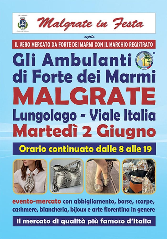 L’originale Consorzio de  Gli Ambulanti di Forte dei Marmi®  a MALGRATE martedì 2 giugno