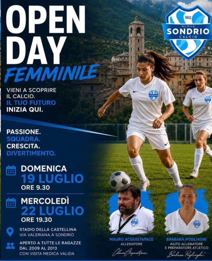 Nuova Sondrio Calcio, open day per il settore femminile
