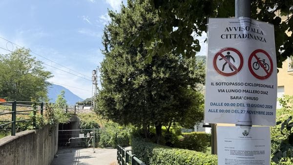 Sondrio, riapre dal 7 al 18 agosto il sottopasso ciclopedonale di via Cadorna
